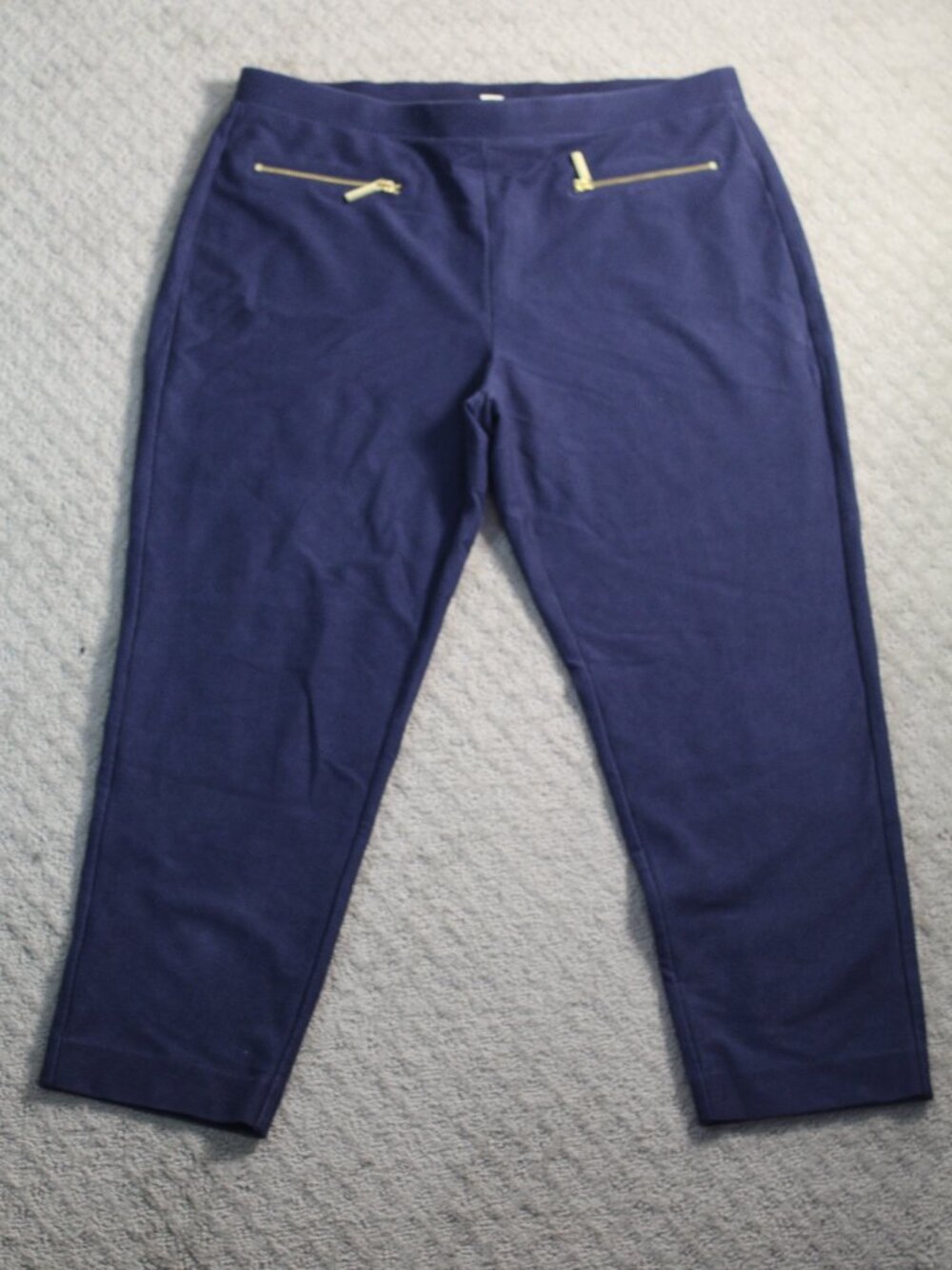 MK Michael Kors  Size 16 Blue Zipper Pocket Accent Ponte Ankle Pants
